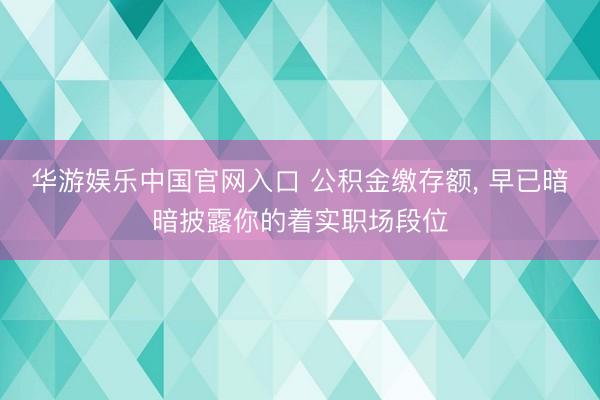 华游娱乐中国官网入口 公积金缴存额, 早已暗暗披露你的着实职场段位