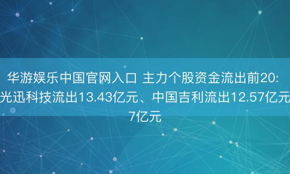 华游娱乐中国官网入口 主力个股资金流出前20: 光迅科技流出13.43亿元、中国吉利流出12.57亿元