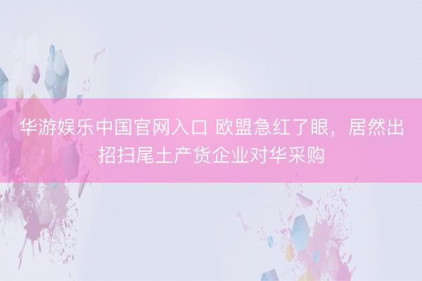 华游娱乐中国官网入口 欧盟急红了眼,居然出招扫尾土产货企业对华采购